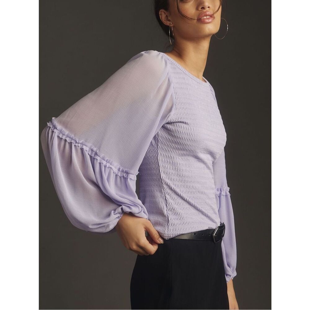 Anthropologie Balloon - Sleeve Smocked Top
